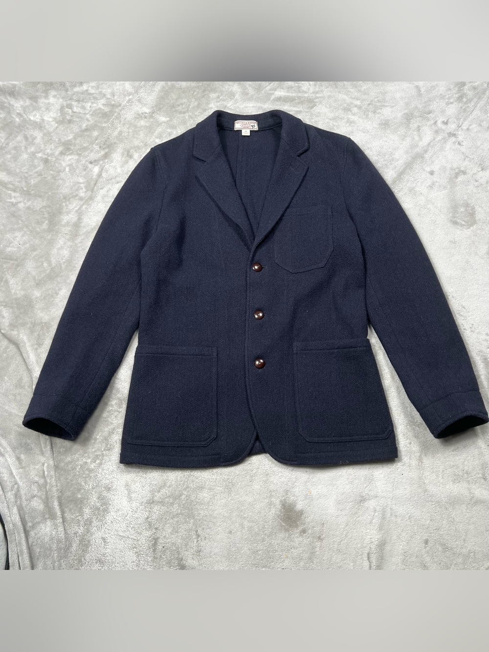 Wallace & Barnes English Wool Blazer Men 38R Navy Notch Lapel Valley Mills F4216
